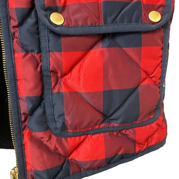 J.CREW Buffalo Check Vest XXS Puffer Red Blue Preppy Plaid Down Feather Jacket - Picture 9 of 11